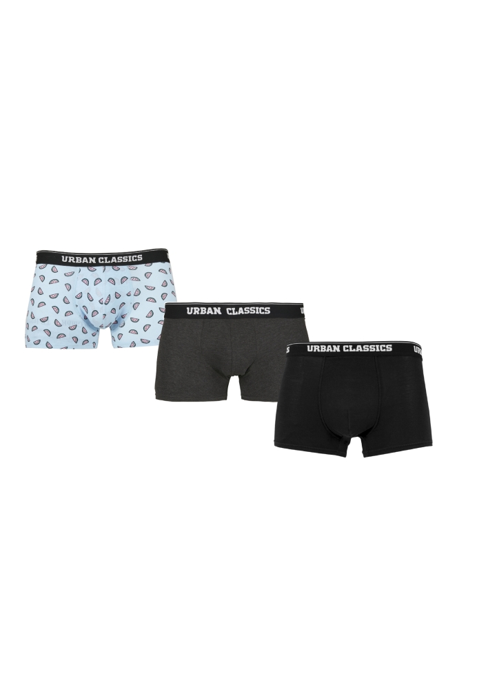 Set de 3 Boxeri rosu aop+cha+blk Urban Classics multicolor gri carbune negru