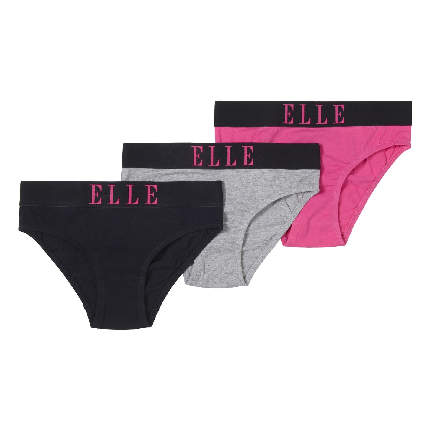 Chiloti Set de 3 Elle Elle roz gri negru