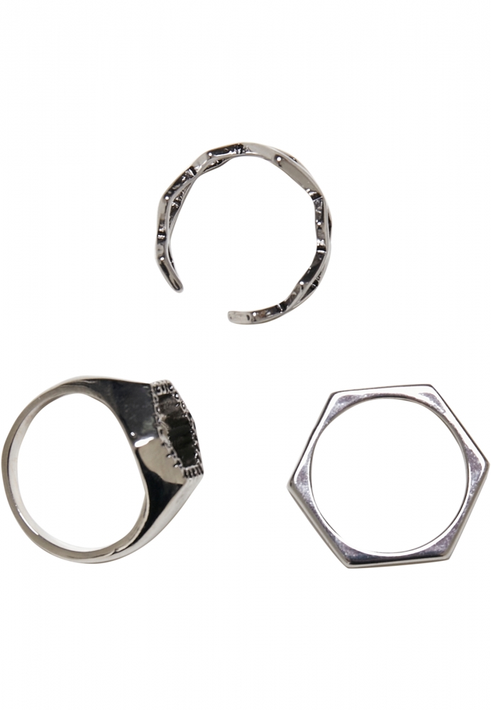 Set de 3 imprimeu Graphic Ring argintiu Urban Classics