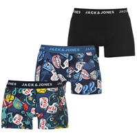 Boxeri Set de 3 Jack and Jones Printed albastru negru rosu