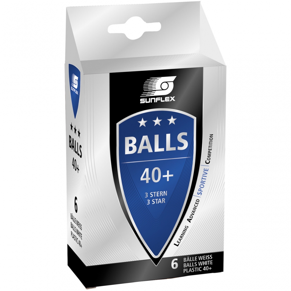 Set Ping pong balls Sunflex 3-Star alb 6 . 23603