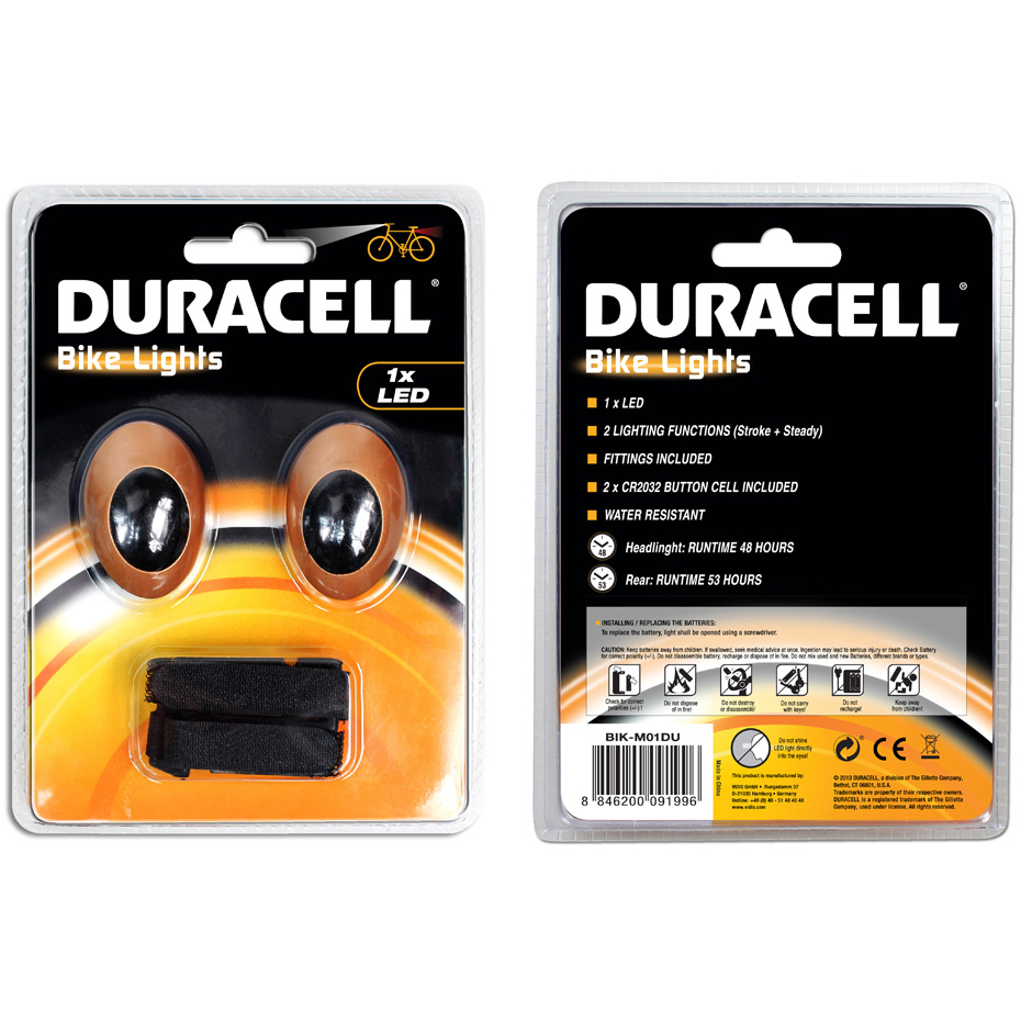 Set Lumina bicicleta Duracell Front + Rear 1 Led 00919