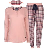 Pijamale SoulCal 3 Piece Flannel pentru Femei roz patratele