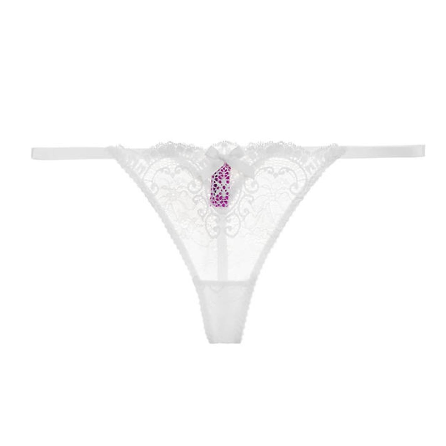 Tanga L Agent by Agent Provocateur Vane Triangle Lace alb