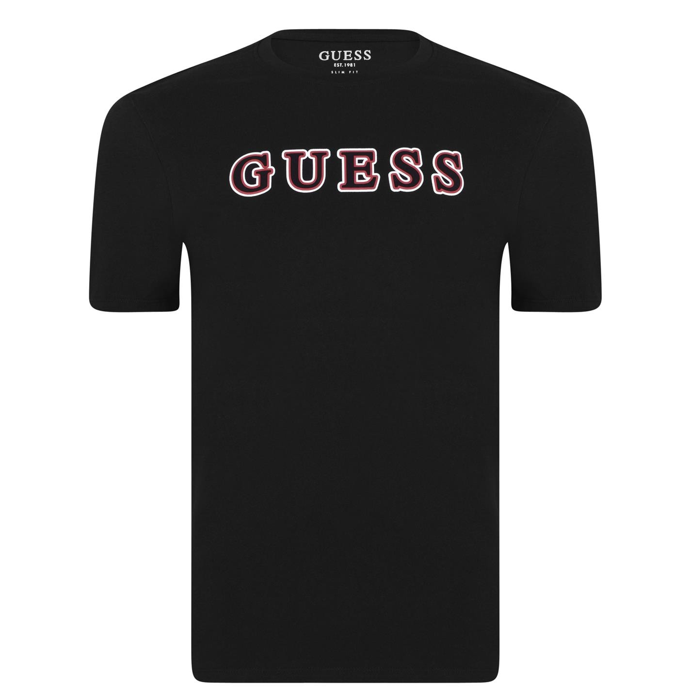Tricou cu imprimeu Guess Text jet negru