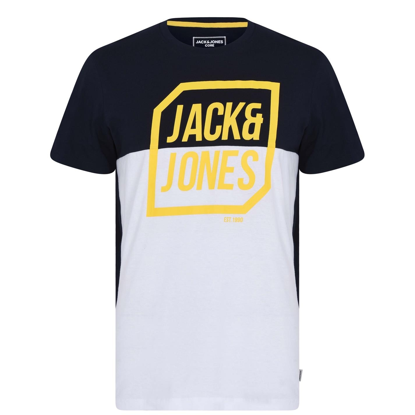 Tricou cu imprimeu Jack and Jones Half pentru Barbati alb albastru galben