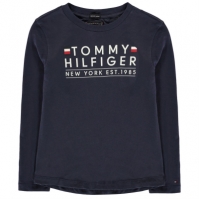 Tricou cu imprimeu Tommy Hilfiger Essential cu Maneca Lunga negru iris