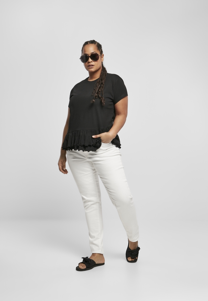 Tricou cu volane Organic pentru Femei negru Urban Classics