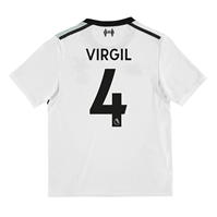 Tricou Deplasare New Balance Liverpool Virgil Van Dijk 2017 2018 pentru copii alb verde