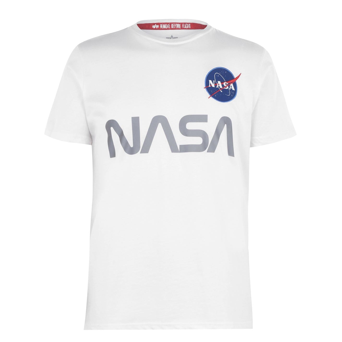 Tricou Alpha Industries NASA Reflective alb