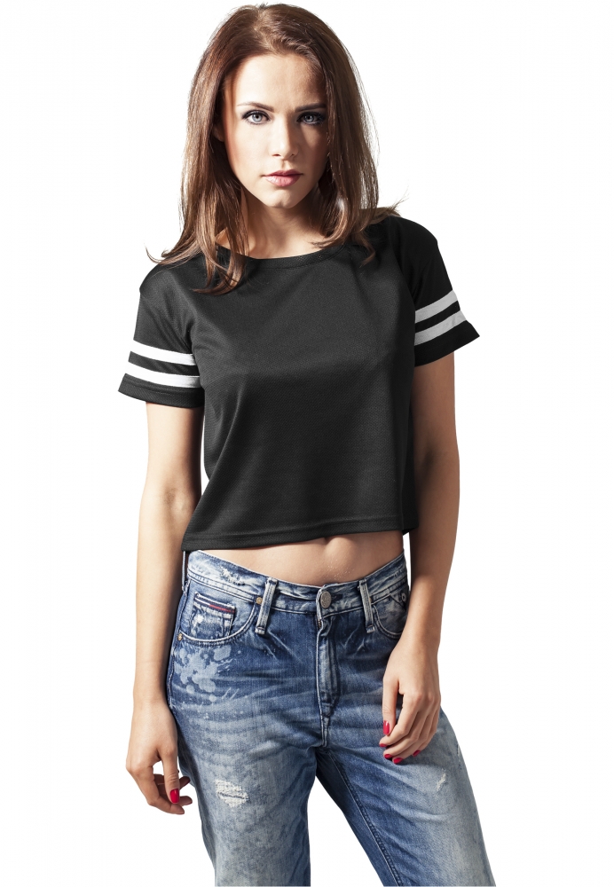 Tricou femei urban scurt negru alb Urban Classics