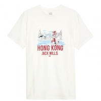 Tricou Jack Wills Hong Kong Location alb