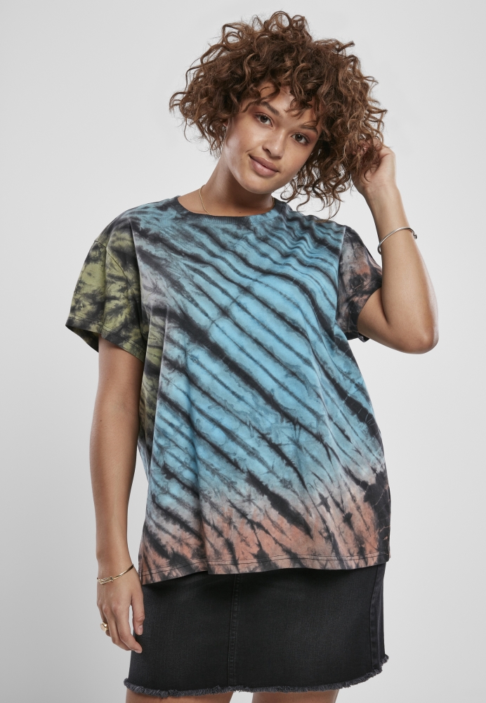 Tricou lejer cu imprimeu Tie Dye pentru Femei negru Urban Classics