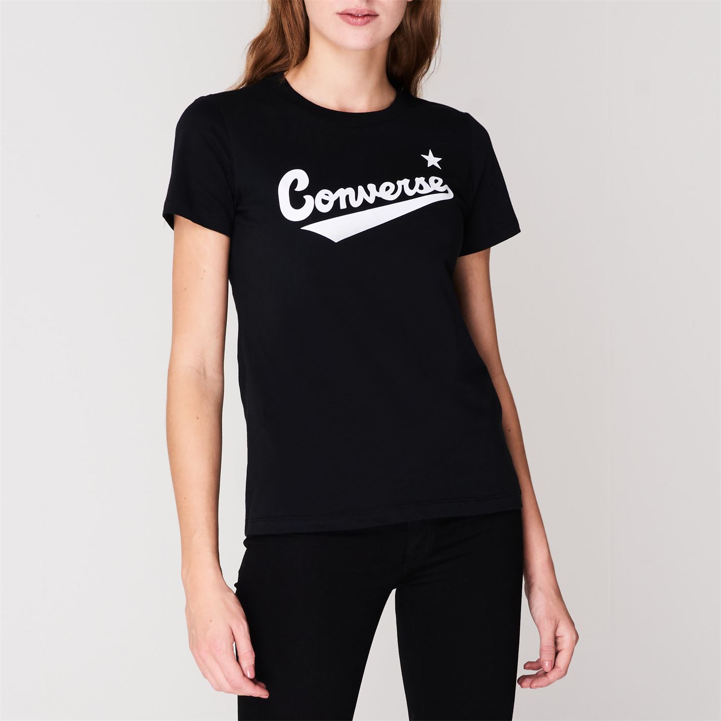 Tricou cu imprimeu Converse Nova pentru Femei negru