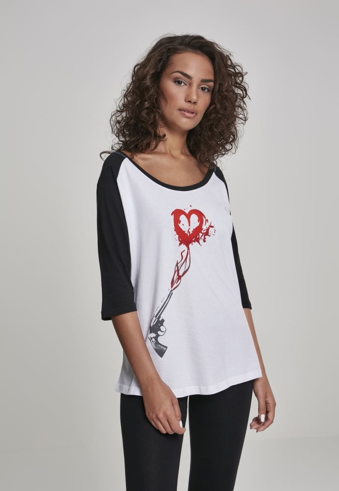 Tricou Pistol Heart pentru Femei alb negru Mister Tee