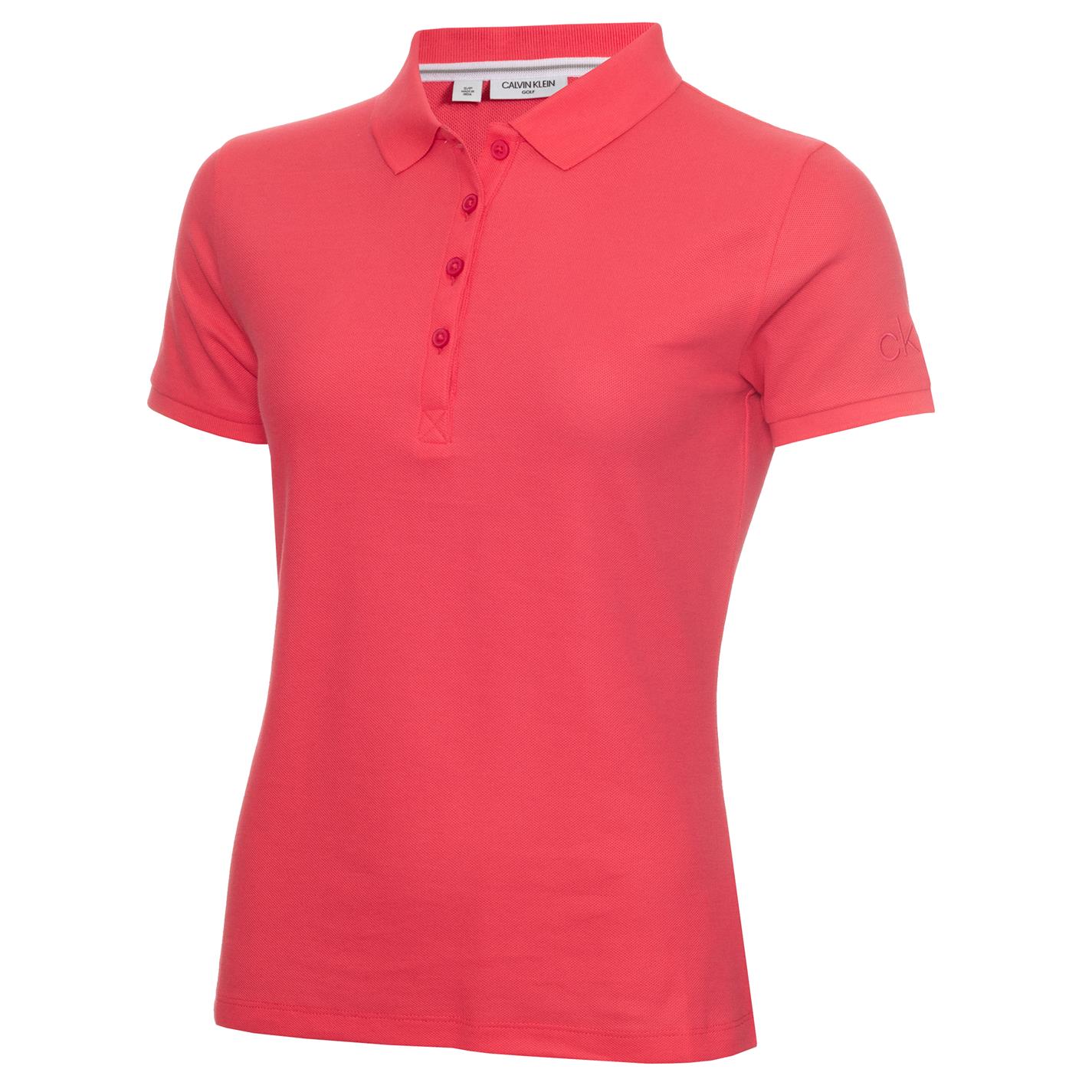 Tricouri Polo Calvin Klein Golf Sleeve bumbac pentru Femei rosu