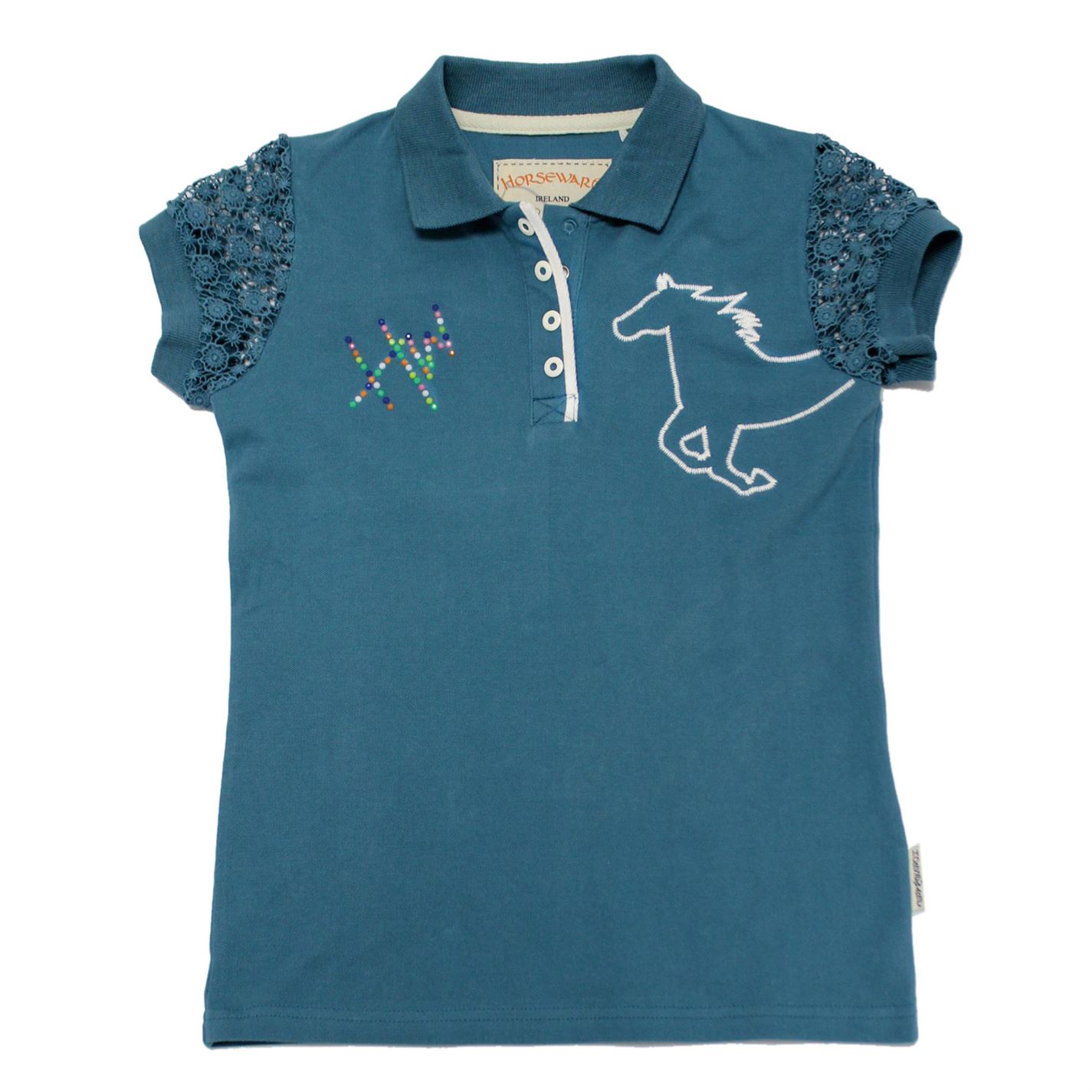 Tricouri Polo echitatie Pique pentru fete pentru Bebelusi brittany albastru