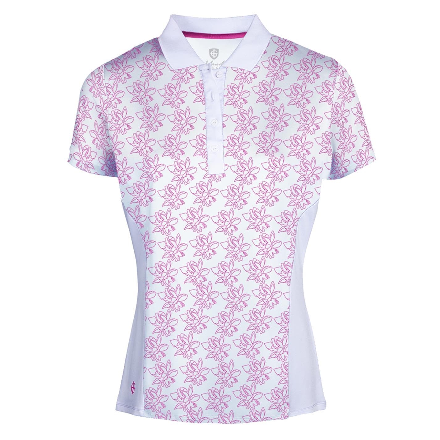Tricouri polo pentru golf Island verde pentru Femei alb roz