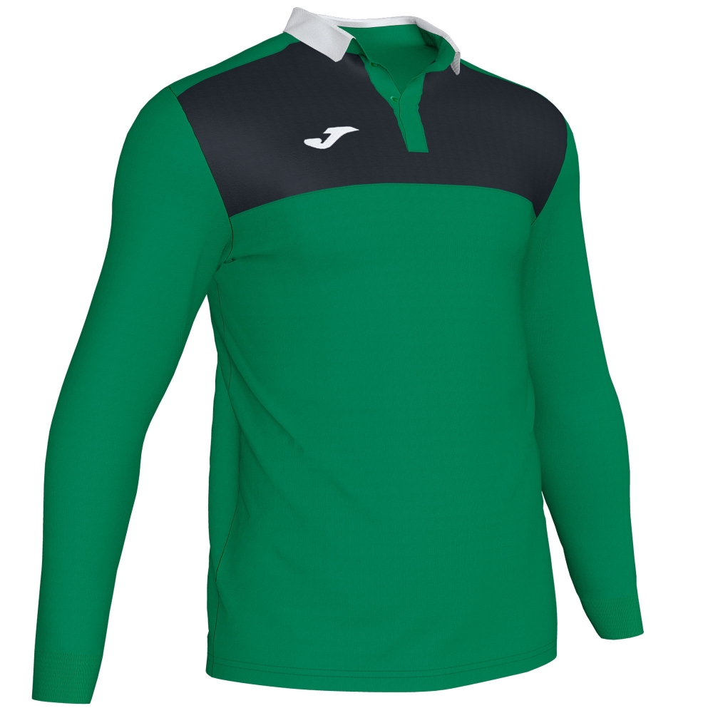 Tricouri Polo Joma Winner II verde-negru cu maneca lunga