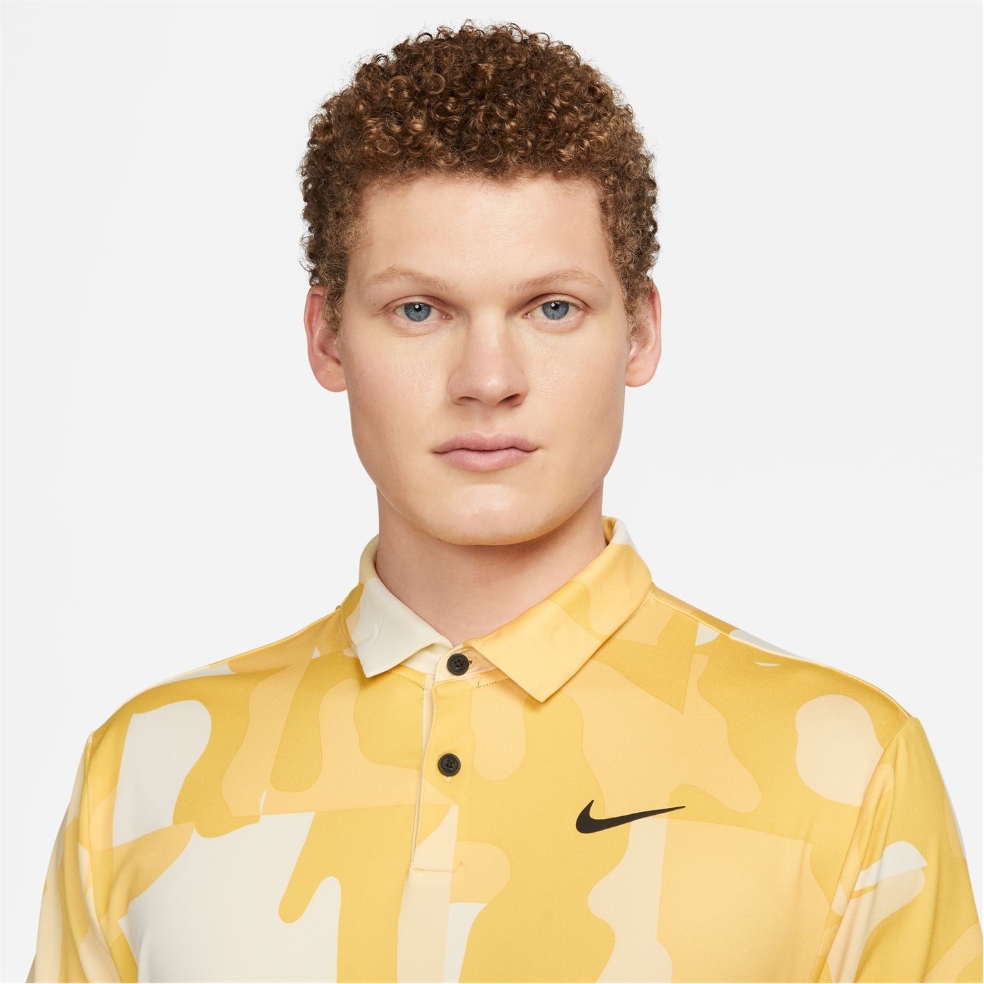 Tricouri polo pentru golf Nike Dri-FIT Tour Camo pentru Barbati cocont alb negru