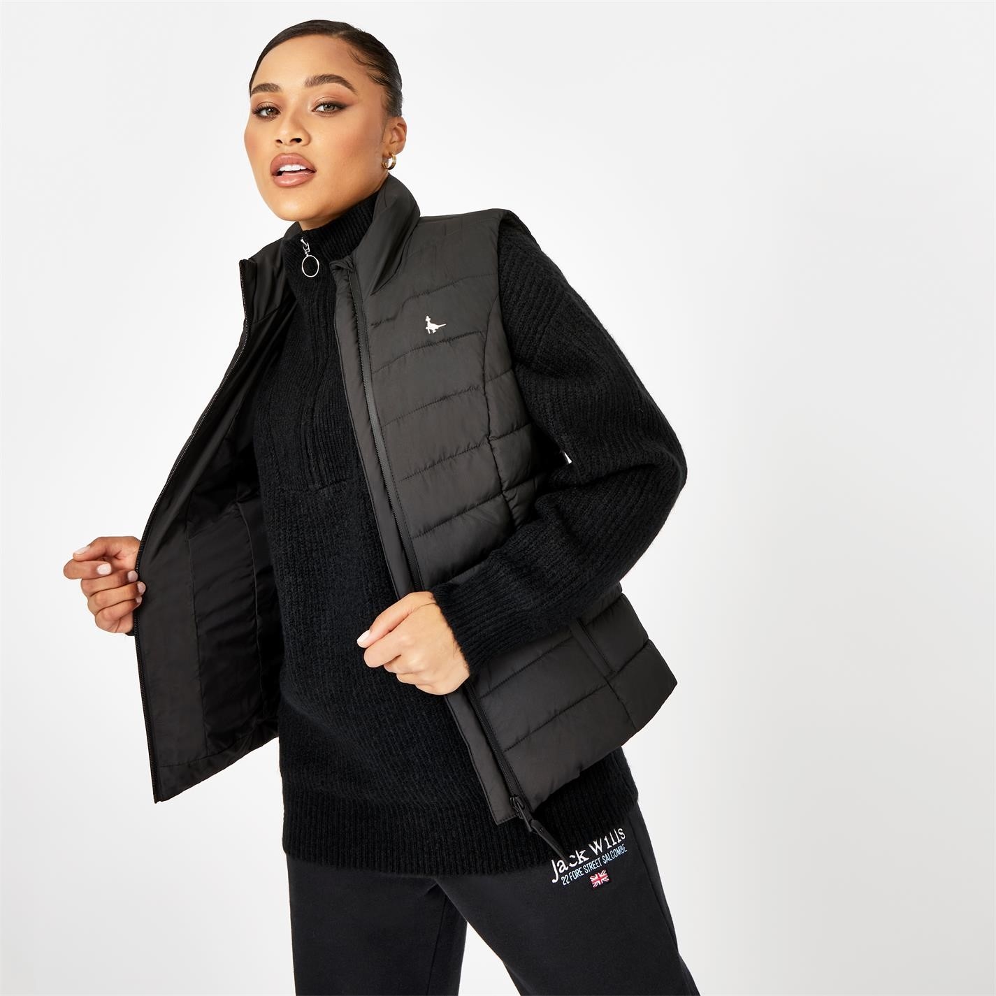 Veste Jack Wills Badwell Lightweight Puffer negru